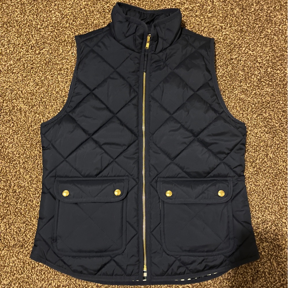 Black Quilted Vest with Gold Accents